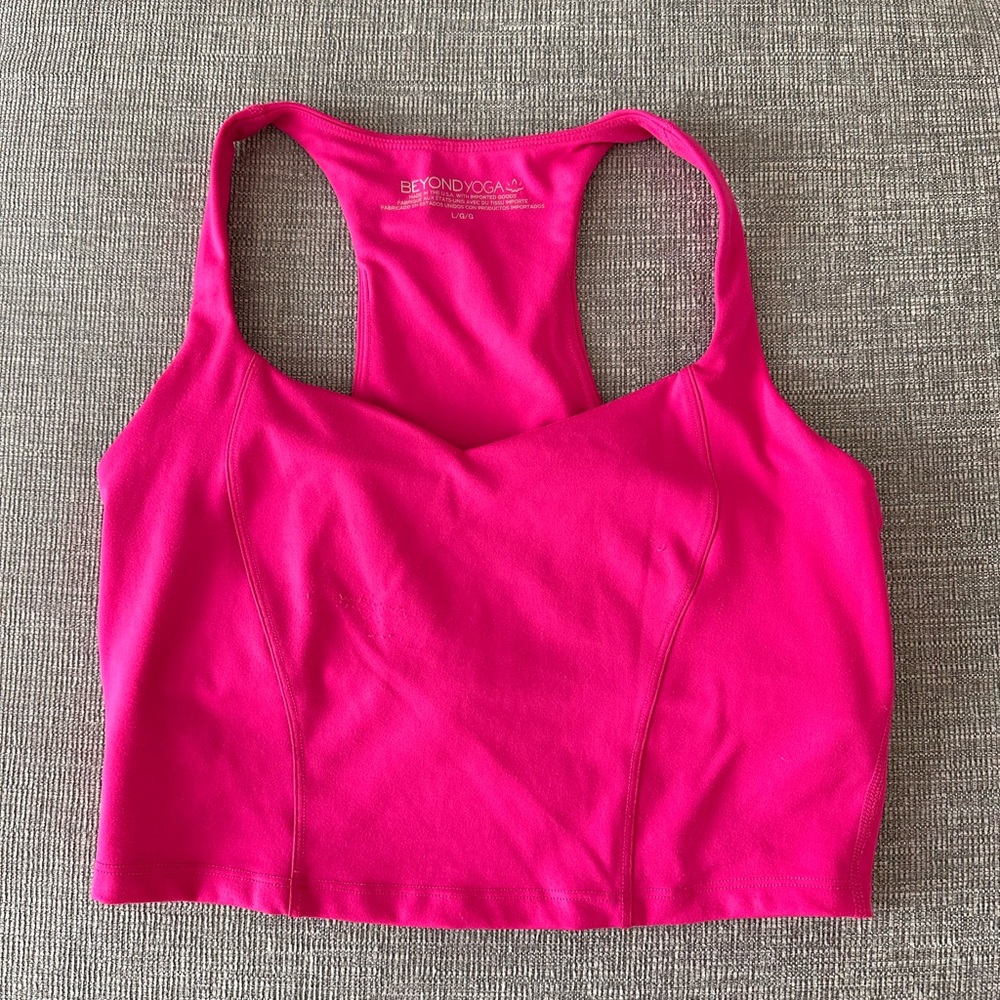 Beyond Yoga POWERBEYOND Intensity Racerback Cropped Tank Women’s Size L Pink
